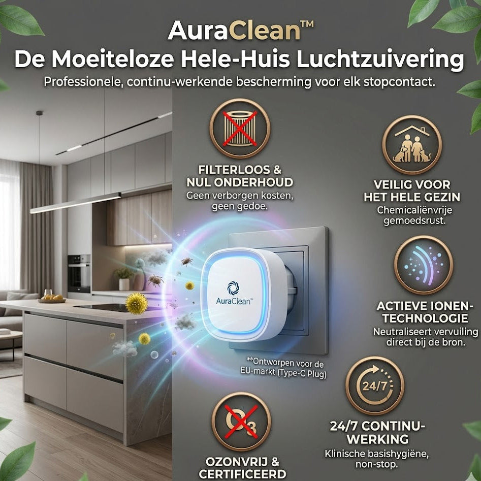 AuraClean™ – Professioneel Filterloos Ionen & Luchtzuiveringssysteem