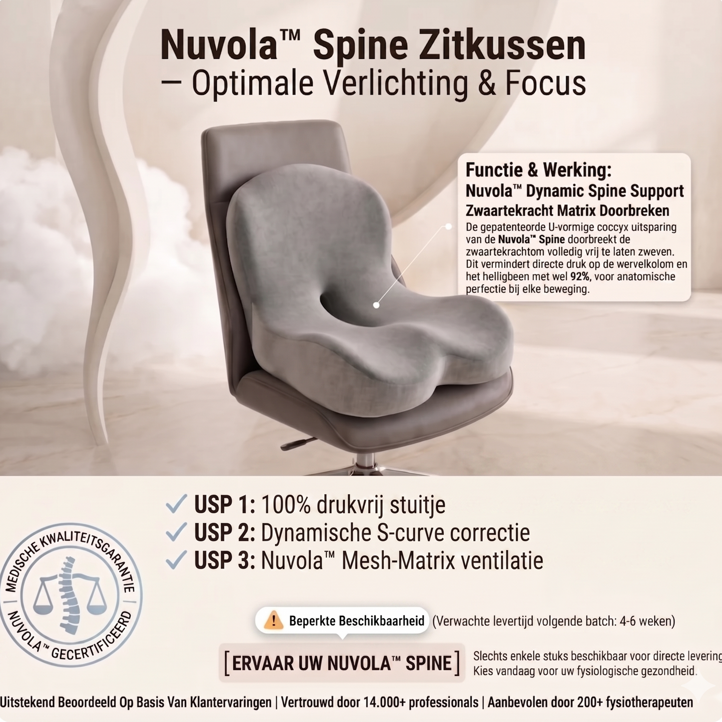 Nuvola™ Spine — Voor Actieve Ontlasting & Diepe Focus