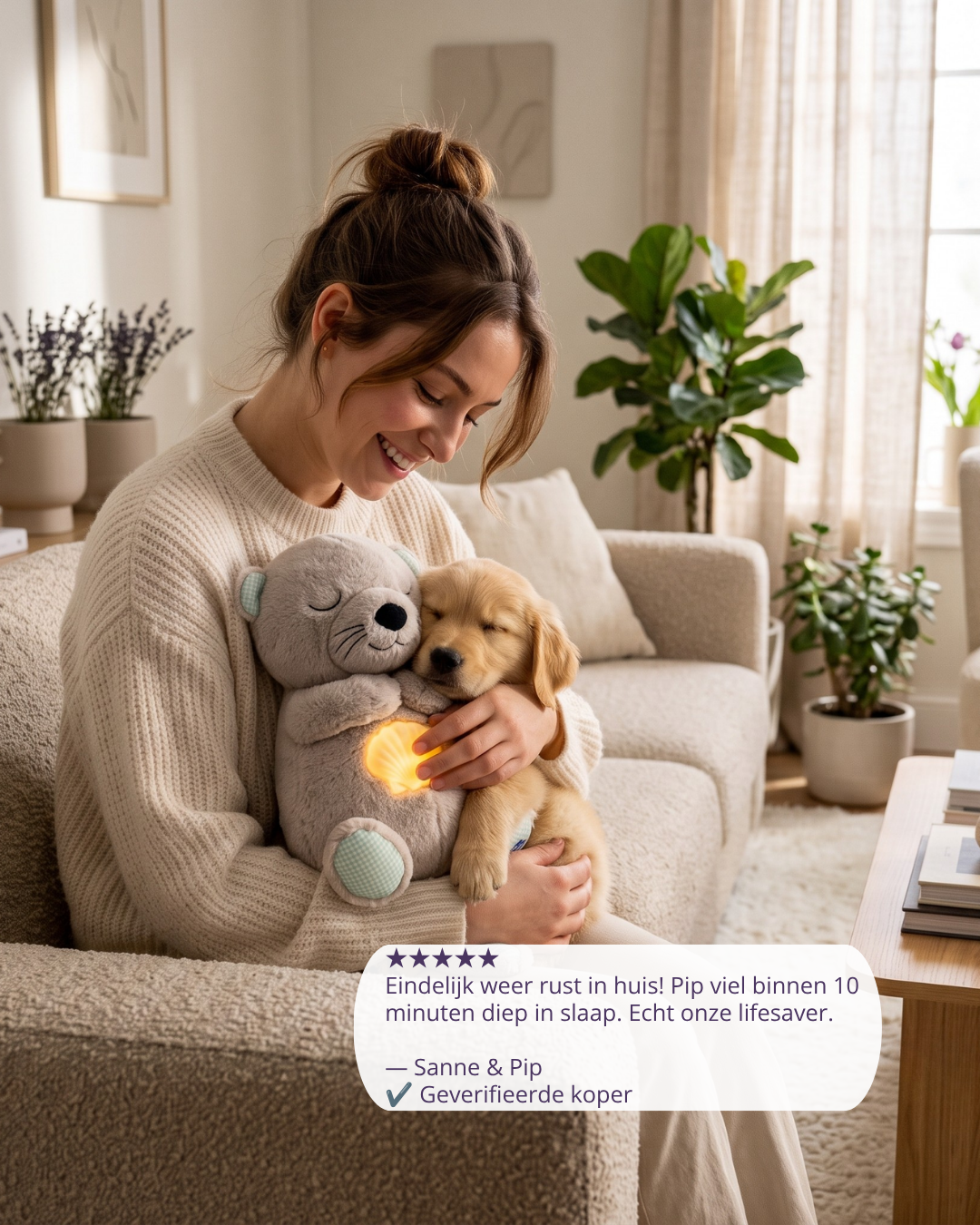 LumiPaws™ SnoozeOtter – Kalmerende Ademknuffel Met Hartslag